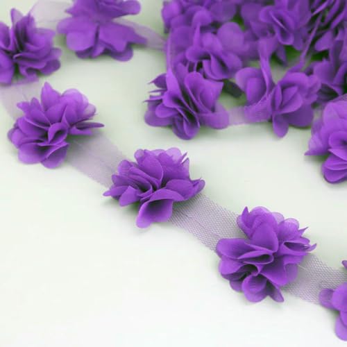 (60 teile/los) rosa blütenblatt Chiffon spitze stoff Gurtband Dekoration Liebe bänder handwerk 50mm breite-LILA-50mm von ZFISH