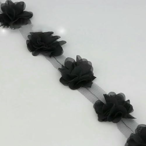 (60 teile/los) rosa blütenblatt Chiffon spitze stoff Gurtband Dekoration Liebe bänder handwerk 50mm breite-schwarz-50mm von ZFISH