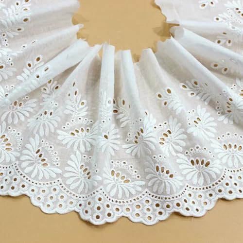1/2/5 Yard Exquisite Baumwollstickerei Spitze Durchbrochenes Baumwolltuch DIY Kleidungszubehör Vorhänge Breite 20cm - -10 Yards von ZFISH