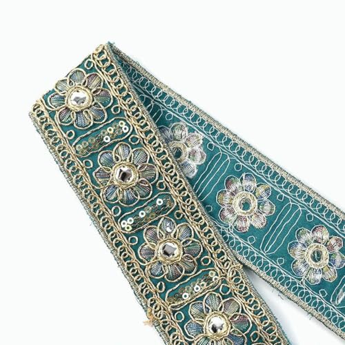 1/2/5 Yards Retro-bestickte Spitzenbesätze, 45 mm, goldene Linie, Pailletten, Band, Kleidungsstück, Kleidbesatz, dekoratives DIY-Nähzubehör, grün, 45 mm, 2 Yards 1/2/5 Yards Retro-bestickte Spitzenbesätze, 45 mm, goldene Linie, Pailletten, Band, Kleidungsstück, Kleidbesatz, dekoratives DIY-Nähzubehör, grün, 45 mm, 2 Yards von ZFISH
