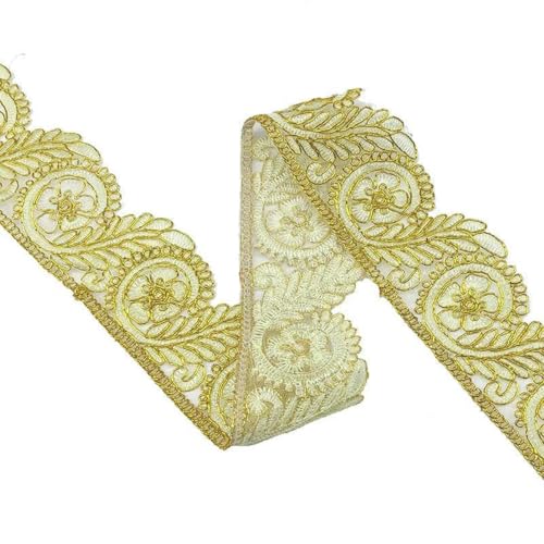 1/3/5 Yards bestickte Spitzenbesätze, 3D-Goldfaden, ethnische Gurtbänder für Kleidungsdekor, DIY-Nähen, Jacquard-Applikationsdekor, Beige, 5 Yards 1/3/5 Yards bestickte Spitzenbesätze, 3D-Goldfaden, ethnische Gurtbänder für Kleidungsdekor, DIY-Nähen, Jacquard-Applikationsdekor, Beige, 5 Yards von ZFISH