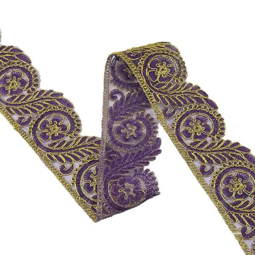 1/3/5 Yards bestickte Spitzenbesätze, 3D-Goldfaden, ethnische Gurtbänder für Kleidungsdekor, DIY-Nähen, Jacquard-Applikationsdekor, Dunkelviolett, 5 Yards 1/3/5 Yards bestickte Spitzenbesätze, 3D-Goldfaden, ethnische Gurtbänder für Kleidungsdekor, DIY-Nähen, Jacquard-Applikationsdekor, Dunkelviolett, 5 Yards von ZFISH