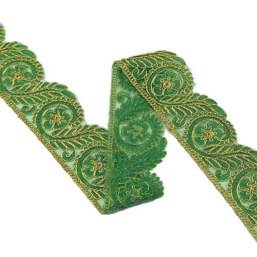 1/3/5 Yards bestickte Spitzenbesätze, 3D-Goldfaden, ethnische Gurtbänder für Kleidungsdekor, DIY-Nähen, Jacquard-Applikationsdekor, Grün, 5 Yards 1/3/5 Yards bestickte Spitzenbesätze, 3D-Goldfaden, ethnische Gurtbänder für Kleidungsdekor, DIY-Nähen, Jacquard-Applikationsdekor, Grün, 5 Yards von ZFISH