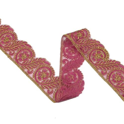1/3/5 Yards bestickte Spitzenbesätze, 3D-Goldfaden, ethnische Gurtbänder für Kleidungsdekor, DIY-Nähen, Jacquard-Applikationsdekor, Rosenrot, 5 Yards 1/3/5 Yards bestickte Spitzenbesätze, 3D-Goldfaden, ethnische Gurtbänder für Kleidungsdekor, DIY-Nähen, Jacquard-Applikationsdekor, Rosenrot, 5 Yards von ZFISH