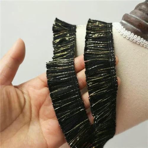 1,9 cm/3 cm/3,8 cm, 5 Yards, Schwarz/Goldfaden + Beige/Weiß, Baumwollquaste, Vorhangfransen, Haushaltszubehör, Quaste, Spitzenbesatz, X374, Schwarzgold, 3 cm, 5 Yards 1,9 cm/3 cm/3,8 cm, 5 Yards, Schwarz/Goldfaden + Beige/Weiß, Baumwollquaste, Vorhangfransen, Haushaltszubehör, Quaste, Spitzenbesatz, X374, Schwarzgold, 3 cm, 5 Yards von ZFISH
