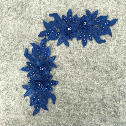 1–10 Stück blau besticktes Polyester ausgehöhlt Nähspitze Nagelperle DIY dekorative Kleidungsaccessoires-Stil 1888-1 Paar von ZFISH