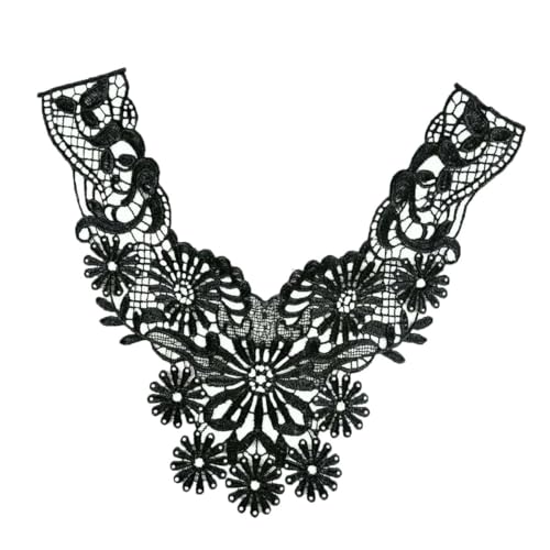1-10 Stück dekorative Accessoires schwarz-weiß besticktes Polyester hohl DIY Kragenform Nähen Spitzen-Stil 3148-1Stk von ZFISH