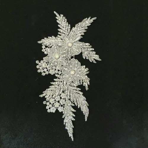 1-10 Stück silberne Polyester-Nagelperlen dreidimensionale Gaze-Nähspitze dekoratives Bekleidungszubehör-Stil 1517-1 Stück von ZFISH