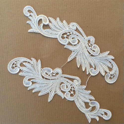1~8 Paar rot-schwarz-weißer wasserlöslicher bestickter Spitzenstoff, Blumenaufnäher, Hochzeitskleid, DIY-Blumenspitzen-Applikationsmaterial, N040, weiß, 8 Paar von ZFISH