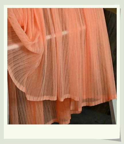 1 Meter/Los Mode Mesh Plissee Gaze Spitze Stoff Perspektive Brautkleid Sommer Tuch handgefertigte Spitze Stoff X243-orange pink-2 Meter begradigen von ZFISH