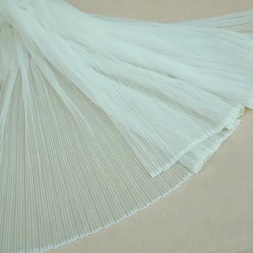 1 Meter/Los Mode Mesh Plissee Gaze Spitze Stoff Perspektive Brautkleid Sommer Tuch handgefertigte Spitze Stoff X243-weiß-2 Meter begradigen von ZFISH