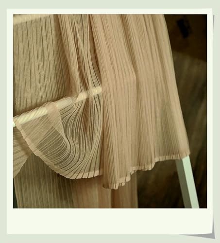 1 Meter/Los Mode Mesh Plissee Gaze Spitze Stoff Perspektive Brautkleid Sommer Tuch handgemachte Spitze Stoff X243-Dunkelbeige-2 Meter begradigen von ZFISH