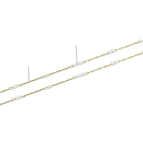 1 Meter Edelstahl-Halskettenketten Naturstein-Kristallglasperlenketten Großpackung zum Basteln von DIY-Armbändern Schmuckzubehör-Perlenkette_b von ZFISH