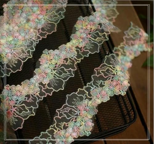 1 Meter Regenbogen-Spitzenblumenbesatz, besticktes Spitzenband, Stoff zum Nähen, Basteln für Kostüme, Kleidungsdekoration, 5,5 cm Breite, Regenbogen, 1 Meter 1 Meter Regenbogen-Spitzenblumenbesatz, besticktes Spitzenband, Stoff zum Nähen, Basteln für Kostüme, Kleidungsdekoration, 5,5 cm Breite, Regenbogen, 1 Meter von ZFISH