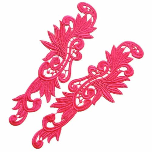 1 Paar fluoreszierendes Pink-1 Spitzenapplikation Patch Tango Latein Tanz Ballett Kostüme Kleid Nähen Basteln DA89 DA101 JA29-DA004-1pair von ZFISH