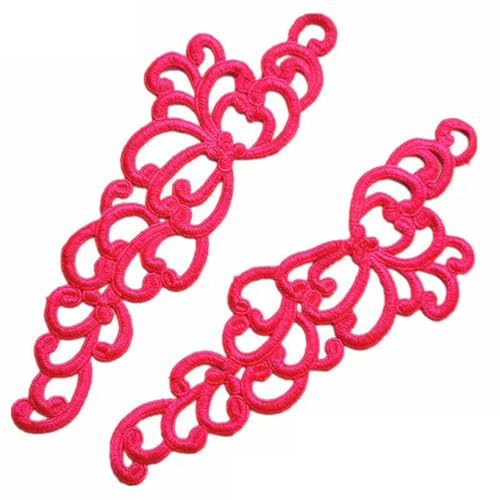 1 Paar fluoreszierendes Pink-1 Spitzenapplikation Patch Tango Latein Tanz Ballett Kostüme Kleid Nähen Basteln DA89 DA101 JA29-DA100-1pair von ZFISH