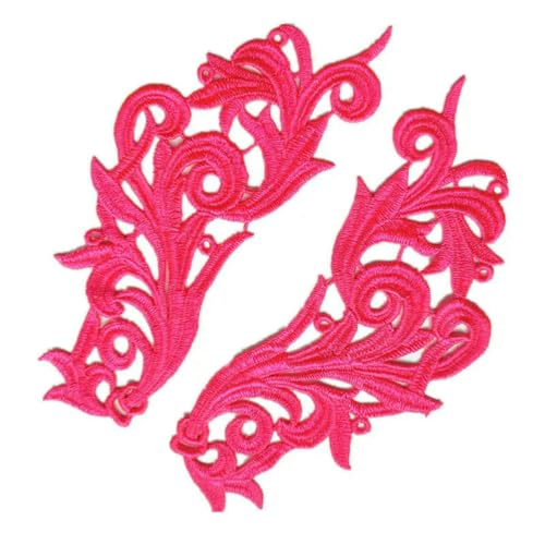 1 Paar fluoreszierendes Pink-1 Spitzenapplikation Patch Tango Latein Tanz Ballett Kostüme Kleid Nähen Basteln DA89 DA101 JA29-DA104-1 Paar von ZFISH