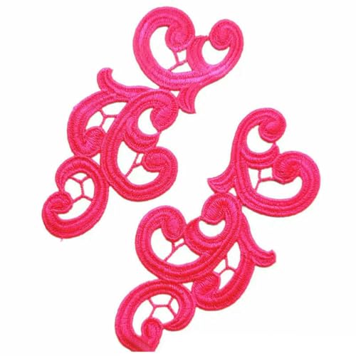 1 Paar fluoreszierendes Pink-1 Spitzenapplikation Patch Tango Latein Tanz Ballett Kostüme Kleid Nähen Basteln DA89 DA101 JA29-DA89-1pair von ZFISH