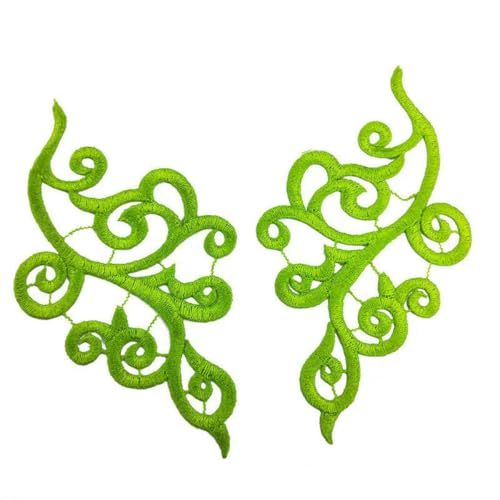 1 Paar schwarz gold weiß Fluo Farben Guipure Stickerei Applikation Zubehör DIY Spitzenkragen Spitze Stoff Patch JD103-Fluo Grün-1 Paar von ZFISH