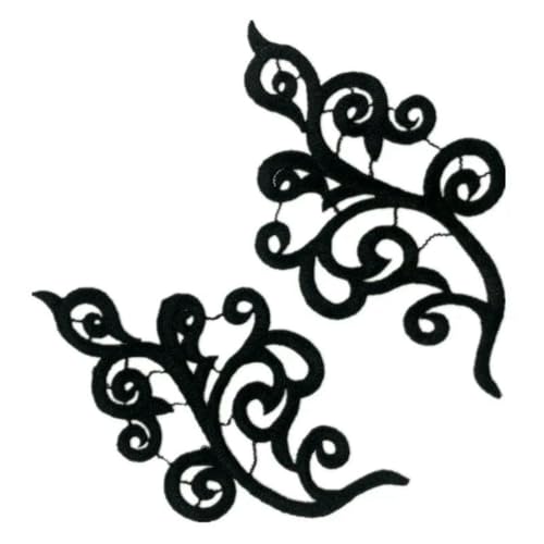 1 Paar schwarz gold weiß Fluo Farben Guipure Stickerei Applikation Zubehör DIY Spitzenkragen Spitze Stoff Patch JD103-schwarz-1 Paar von ZFISH