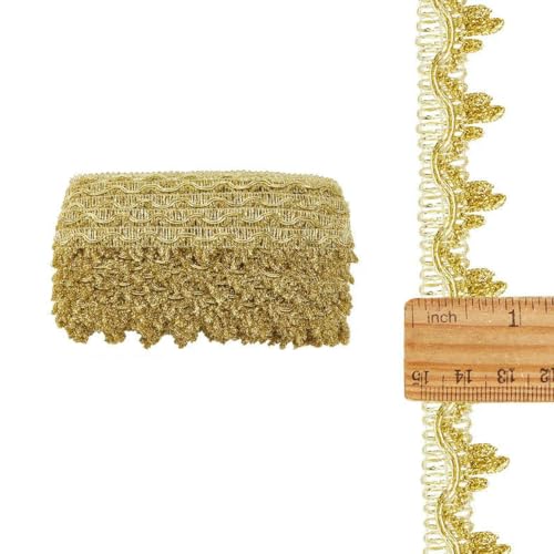 1 Rolle 15 Yards Goldener Zopf-Spitzenbesatz 15 mm gewelltes gewebtes Spitzenband Filigraner Gimp-Zopfbesatz für Vorhänge, Polstermöbel, Home-AECH06-08283-M 1 Rolle 15 Yards Goldener Zopf-Spitzenbesatz 15 mm gewelltes gewebtes Spitzenband Filigraner Gimp-Zopfbesatz für Vorhänge, Polstermöbel, Home-AECH06-08283-M von ZFISH