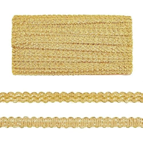 1 Rolle 15 Yards goldener Zopf-Spitzenbesatz, 15 mm, gewelltes gewebtes Spitzenband, filigraner Gimp-Zopfbesatz für Vorhänge, Polstermöbel, Zuhause, AECH06-08141-M 1 Rolle 15 Yards goldener Zopf-Spitzenbesatz, 15 mm, gewelltes gewebtes Spitzenband, filigraner Gimp-Zopfbesatz für Vorhänge, Polstermöbel, Zuhause, AECH06-08141-M von ZFISH