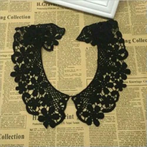 1 Set Stickerei Venise Schwarze Rose Blumenspitze Ausschnitt Kragen, DIY Kragen Spitzenstoffe zum Nähen Basteln Patch Scrapbooking-BW051-1Stück von ZFISH