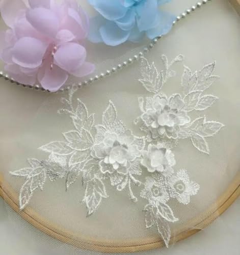 1 Stück 15 * 19 cm 3D-Spitzenapplikation Gold Blau Rosa Burgund Handgefertigt DIY Patch Spitze Blume DIY Bekleidungszubehör- von ZFISH