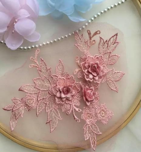 1 Stück 15 * 19 cm 3D-Spitzenapplikation Gold Blau Rosa Burgunderrot Handgefertigter DIY-Patch Spitzenblume DIY-Kleidungszubehör-Bohnenrosa 1 Stück 15 * 19 cm 3D-Spitzenapplikation Gold Blau Rosa Burgunderrot Handgefertigter DIY-Patch Spitzenblume DIY-Kleidungszubehör-Bohnenrosa von ZFISH
