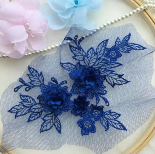1 Stück 15 x 19 cm 3D-Spitzenapplikation, Gold, Blau, Rosa, Burgunderrot, handgefertigt, DIY-Patch, Spitze, Blume, DIY-Kleidungszubehör, Königsblau 1 Stück 15 x 19 cm 3D-Spitzenapplikation, Gold, Blau, Rosa, Burgunderrot, handgefertigt, DIY-Patch, Spitze, Blume, DIY-Kleidungszubehör, Königsblau von ZFISH