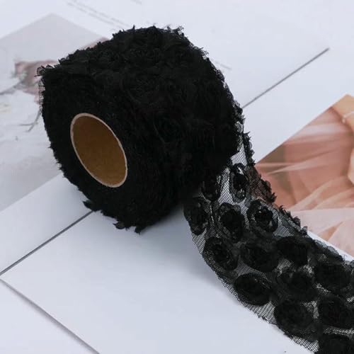 1 Yard 6 cm breit, 3D-Plissee-Stickerei, Rosen-Netz-Spitzenbesatz für Schleifen, Fransen, Hochzeitskleid, nigerianisches Band, Stoff, Nähzubehör, SpitzeB 1 Yard 6 cm breit, 3D-Plissee-Stickerei, Rosen-Netz-Spitzenbesatz für Schleifen, Fransen, Hochzeitskleid, nigerianisches Band, Stoff, Nähzubehör, SpitzeB von ZFISH