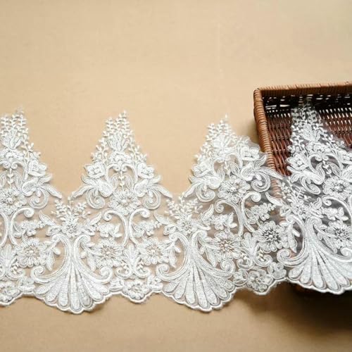 1 Yard Elfenbeinfarbener Kordelstoff, Blumenmuster, Venedig, Netz, Spitzenbesatz, Applikation, Nähen, Basteln für Hochzeiten, Dezember, 27 cm breit, 1 Yard 1 Yard Elfenbeinfarbener Kordelstoff, Blumenmuster, Venedig, Netz, Spitzenbesatz, Applikation, Nähen, Basteln für Hochzeiten, Dezember, 27 cm breit, 1 Yard von ZFISH