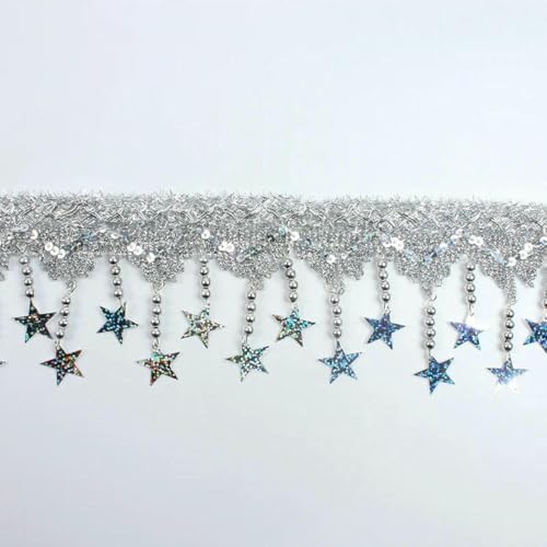 1 Yard Gold-Silber-Anhänger-Spitzenbandbesatz für Bühnenauftritte, Partys, Cosplay, Hochzeitskleidung, DIY-Nähzubehör, 21 Breite 85 mm, 1 Yard von ZFISH