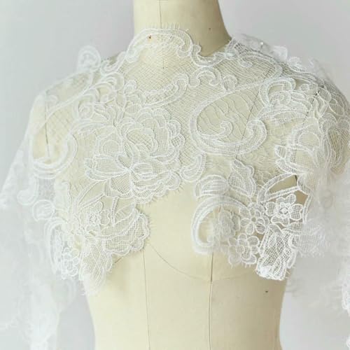 1 Yard Hohlstickerei-Spitzenbesatz, Hochzeitskleid, Stoffdekoration, Zubehör, Wimpernkleid, Spitze, 28 cm breit, Weiß, 1 Yard 1 Yard Hohlstickerei-Spitzenbesatz, Hochzeitskleid, Stoffdekoration, Zubehör, Wimpernkleid, Spitze, 28 cm breit, Weiß, 1 Yard von ZFISH