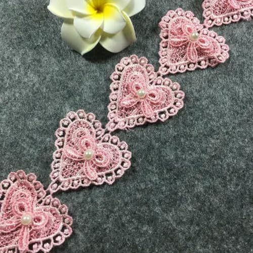 1 Yard handgefertigter Spitzenbesatz, Patchwork-Material, weiß-rosa Herz-Spitzenband, DIY-Kleidungs-Nähzubehör-Rosa-1 Yard 1 Yard handgefertigter Spitzenbesatz, Patchwork-Material, weiß-rosa Herz-Spitzenband, DIY-Kleidungs-Nähzubehör-Rosa-1 Yard von ZFISH