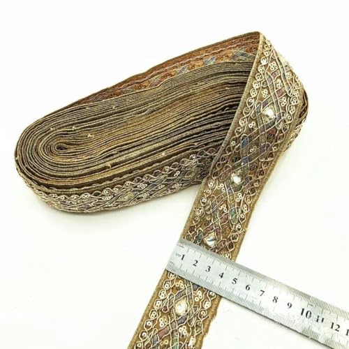 1 Yards Ethnische Stickerei Paillettenband Kleidungsstück DIY Spitze Stoff Zubehör-1-1Yard von ZFISH