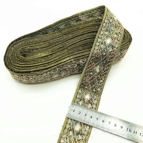 1 Yards Ethnische Stickerei Paillettenband Kleidungsstück DIY Spitze Stoff Zubehör-4-1Yard von ZFISH