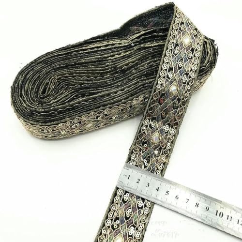 1 Yards Ethnische Stickerei Paillettenband Kleidungsstück DIY Spitze Stoff Zubehör-8-1Yard von ZFISH