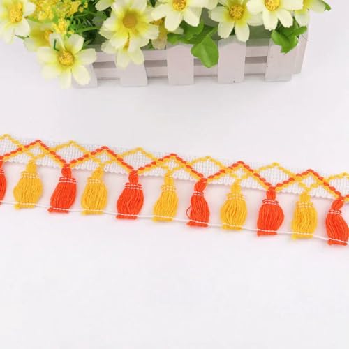 1 Yards Farbe 5 cm Quaste Spitzenband DIY Kleidung Vorhänge Zubehör Handarbeit Nähen Farbdekoration Quaste Spitze-Orange Gelb 1 Yards Farbe 5 cm Quaste Spitzenband DIY Kleidung Vorhänge Zubehör Handarbeit Nähen Farbdekoration Quaste Spitze-Orange Gelb von ZFISH