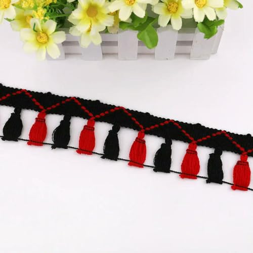 1 Yards Farbe 5 cm Quaste Spitzenband DIY Kleidung Vorhänge Zubehör Handarbeit Nähen Farbdekoration Quaste Spitze-Schwarz Rot 1 Yards Farbe 5 cm Quaste Spitzenband DIY Kleidung Vorhänge Zubehör Handarbeit Nähen Farbdekoration Quaste Spitze-Schwarz Rot von ZFISH
