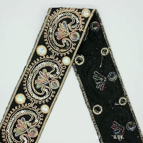 1 Yards Paillettenband, ethnisch bestickte Spitze, Nähzubehör, Stickbesatz, gehäkeltes Spitzenband, 5–1 Yard von ZFISH