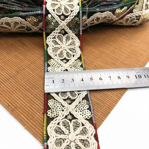 1 Yards Paillettenband Ethnisch bestickte Spitze Nähzubehör Stickbesatz Gehäkeltes Spitzenband-7-1Yard von ZFISH