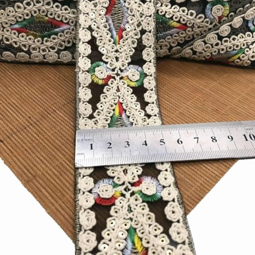 1 Yards Paillettenband Ethnisch bestickte Spitze Nähzubehör Stickbesatz Gehäkeltes Spitzenband-8-1Yard von ZFISH