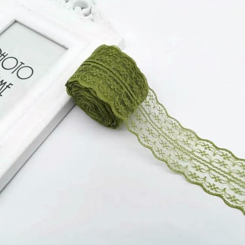 10 Meter/Rolle, 45 mm, nicht dehnbares Spitzenband, DIY, handgefertigtes Bastelband, Weihnachten, Halloween, Hochzeit, Geburtstagsfeier, Verpackung, Armeegrün, 10 Meter Länge 10 Meter/Rolle, 45 mm, nicht dehnbares Spitzenband, DIY, handgefertigtes Bastelband, Weihnachten, Halloween, Hochzeit, Geburtstagsfeier, Verpackung, Armeegrün, 10 Meter Länge von ZFISH