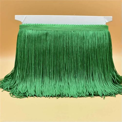 10 Meter Luxus Goldfarbene Spitzenfransenbesatz Quaste Fransen 15 cm Breite Galon Fransen Latein Kleid Bühnenkleidung Zubehör Band-Grasgrün-10 Meter von ZFISH