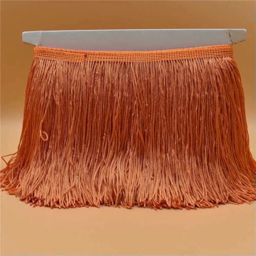 10 Meter Luxus Goldfarbene Spitzenfransenbesatz Quaste Fransen 15 cm Breite Galon Fransen Latein Kleid Bühnenkleidung Zubehör Band-Orange Gelb-10 Meter von ZFISH