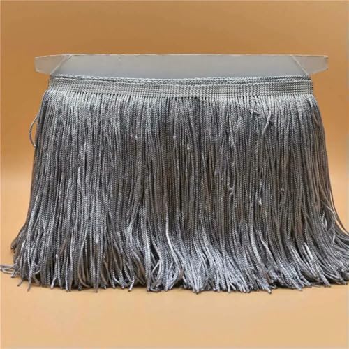 10 Meter Luxus Goldfarbene Spitzenfransenbesatz Quaste Fransen 15 cm Breite Galon Fransen Latein Kleid Bühnenkleidung Zubehör Band-Silber-10 Meter von ZFISH