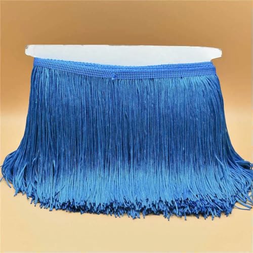 10 Meter Luxus Goldfarbene Spitzenfransenbesatz Quaste Fransen 15 cm Breite Galon Fransen Lateinische Kleider Bühnenkleidung Zubehör Band-Seeblau-10 Meter von ZFISH