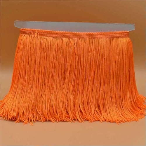 10 Meter Luxus Goldfarbene Spitzenfransenbesatz Quaste Fransen 15 cm Breite Galon Fransen Lateinisches Kleid Bühnenkleidung Zubehör Band-Orange Rot-10 Meter von ZFISH