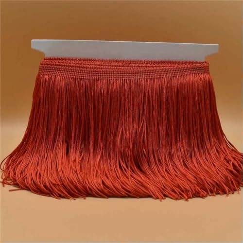 10 Meter Luxus Goldfarbene Spitzenfransenbesatz Quaste Fransen 15 cm Breite Galon Fransen Lateinisches Kleid Bühnenkleidung Zubehör Band-Rot-10 Meter von ZFISH